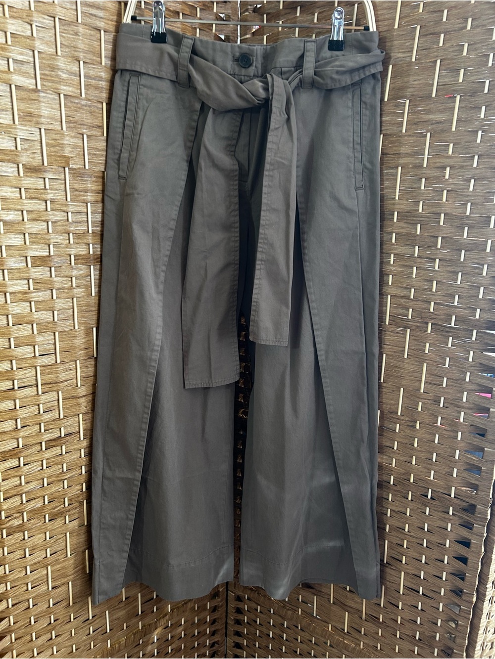 Banana Republic NWT Wrap Panel Wide Leg Pants Petite 6 Belted Khaki - Picture 9 of 9